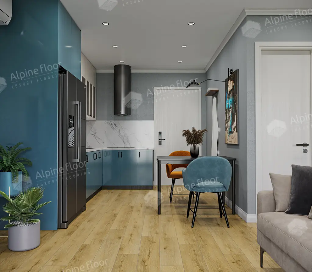 Кварцвиниловый SPC ламинат Alpine Floor Eclipse Super Matt Умбра ECO 21-7 1220×183×4 фото в интерьере